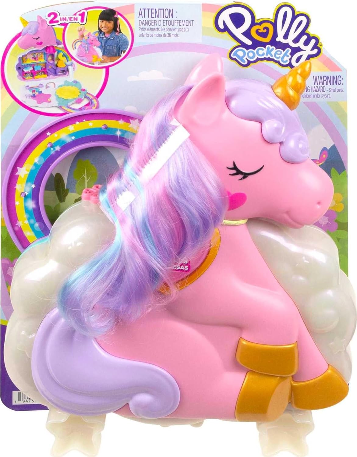 Polly Pocket Rainbow Unicorn Salon Styling Head