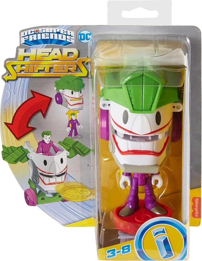 Fisher Price IMX DC Head Shifters Joker Figure and Laff Mobile Transforming Vehicle