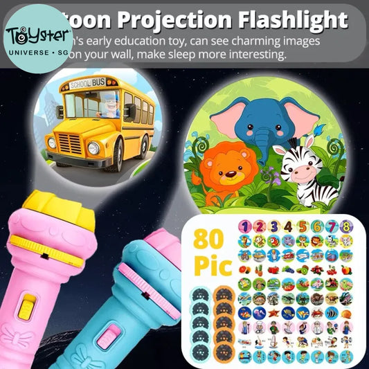 80 Patterns 10 Cards Cartoon Projection Flashlight