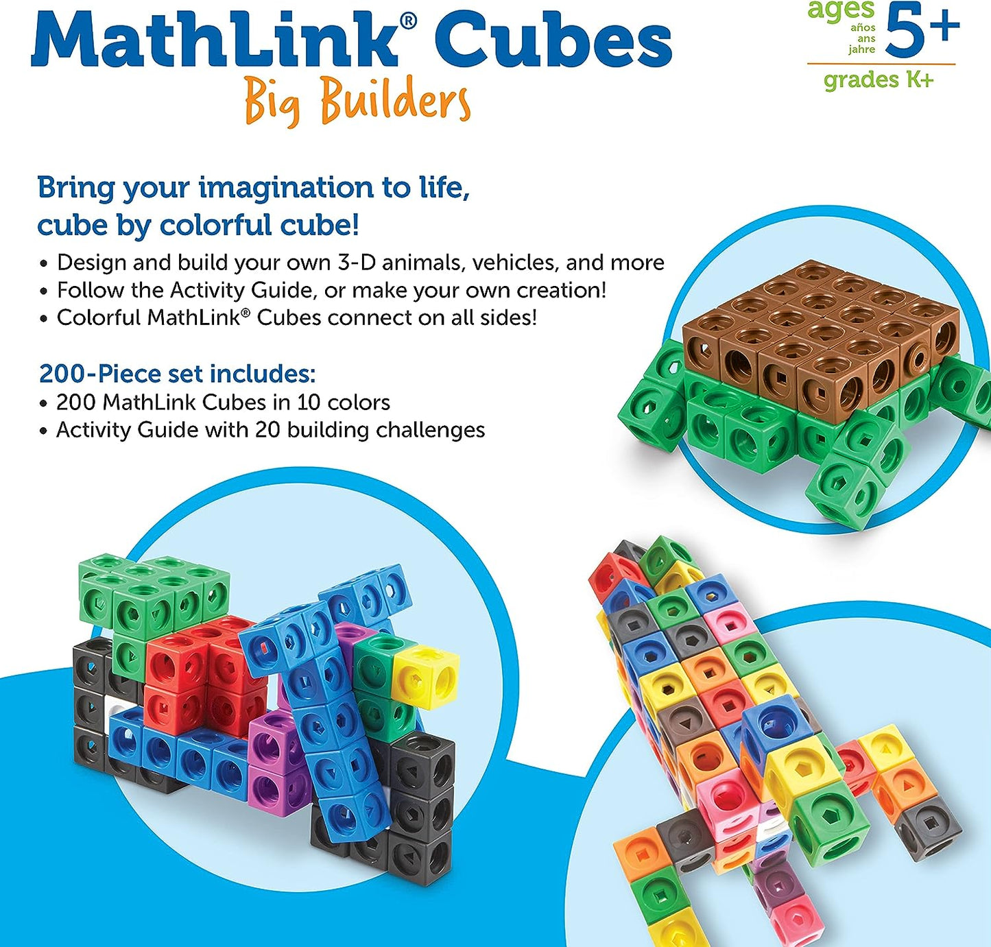 Learning Resources MathLink Cube Big Builder (200 Pieces)