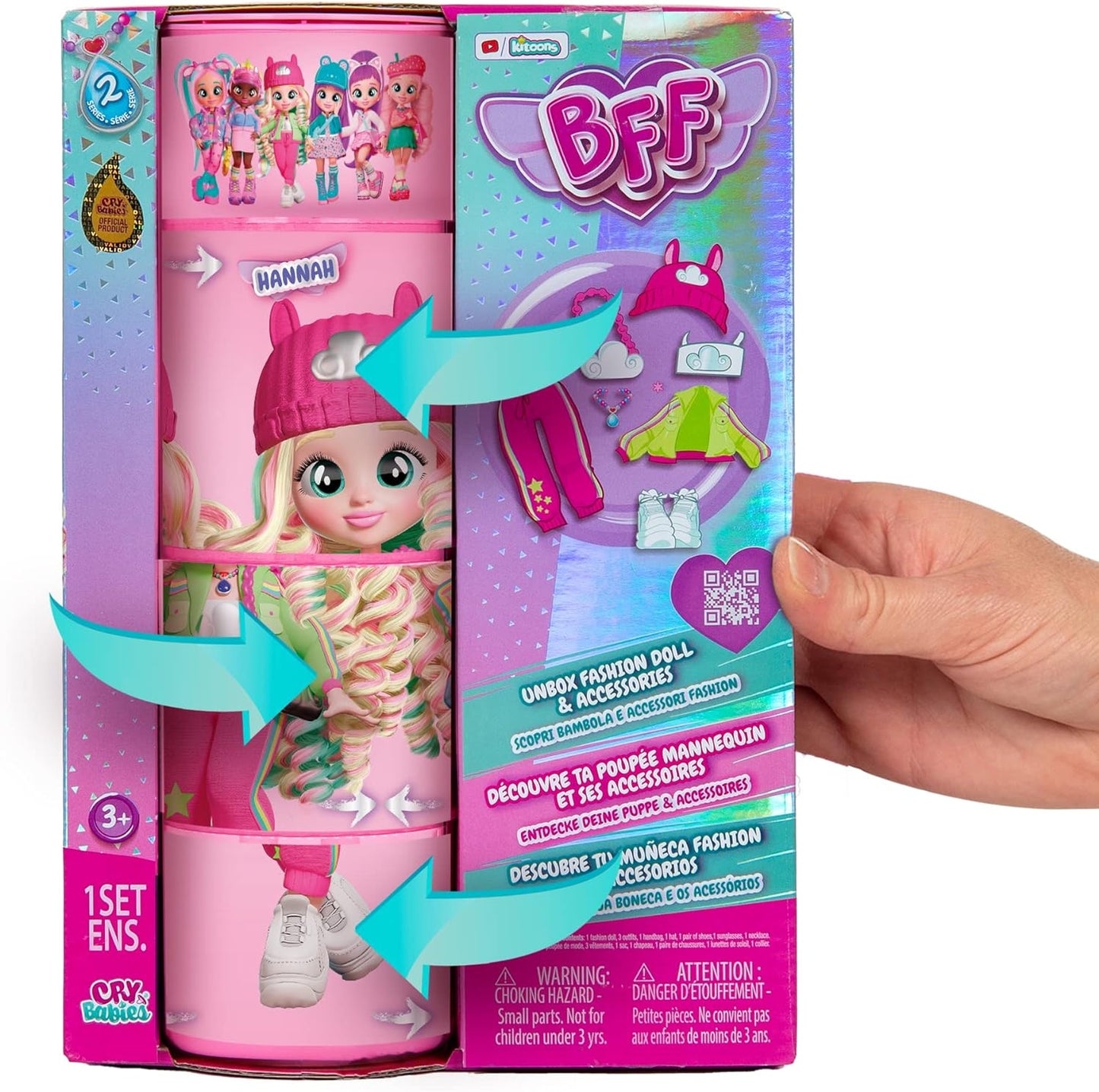 Cry Babies BFF Hannah Fashion Doll with 9+ Surprises