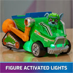 Paw Patrol Toy Garbage Truck Recycler with Rocky Mighty Pups Action Figure, Lights and Sounds