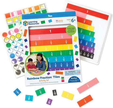 Learning Resources LER0615 Rainbow Fraction Plastic Tiles with Tray