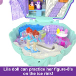 Polly Pocket Travel Toy with Fidget Exterior, Snow Sweet Penguin Compact with 12 Accessories