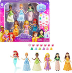 Disney Princess 6 Posable Small Dolls with Sparkling Clothing and 13 Tea Party Accessories