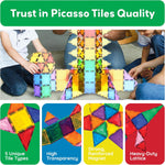 PicassoTiles 100 Piece Set 100Pcs Magnet Building Tiles