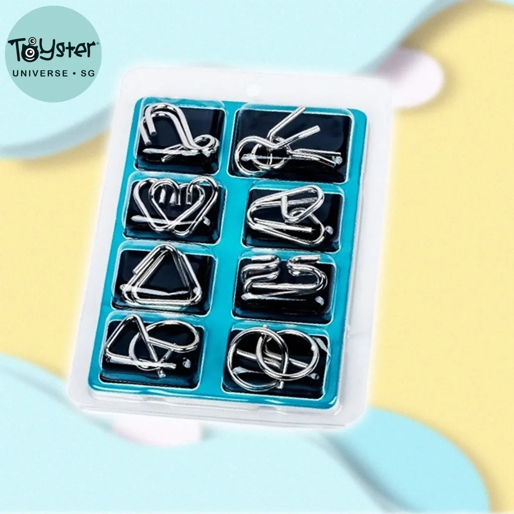 8Pcs/Set 3D Metal Unlock Intelligence Buckle Logic Test