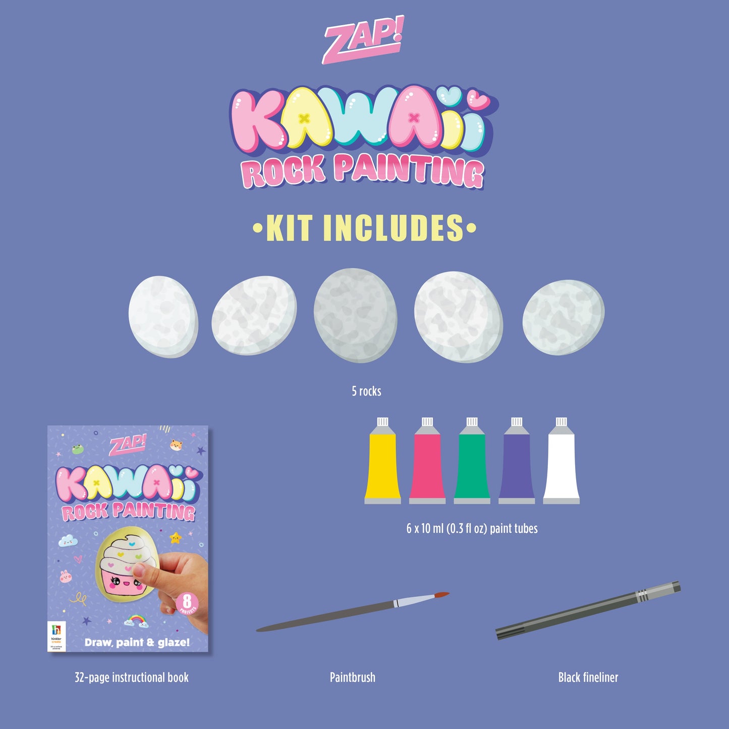 Hinkler ZAP Kawaii Rock Painting Kit