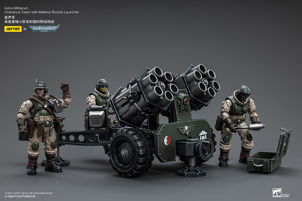 Warhammer 40K Astra Militarum Ordnance Brigade Team with Bombast Field Gun  Artillery 1/18 Scale Set