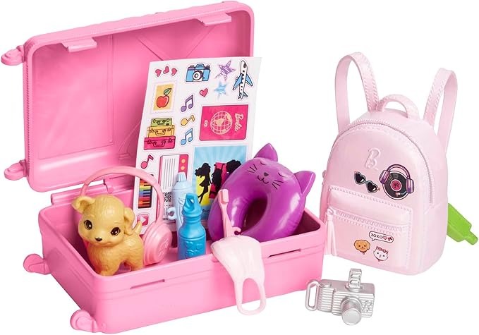 Barbie Doll & Accessories, Travel Set with Puppy
