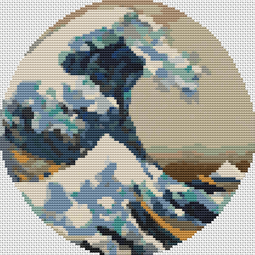 The Great Wave off Kanagawa Circular Cross Stitch Kit