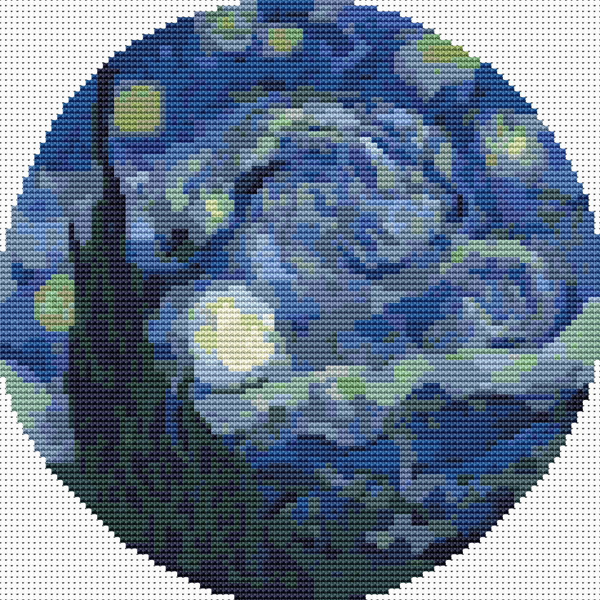 The Starry Night Circular Cross Stitch Kit
