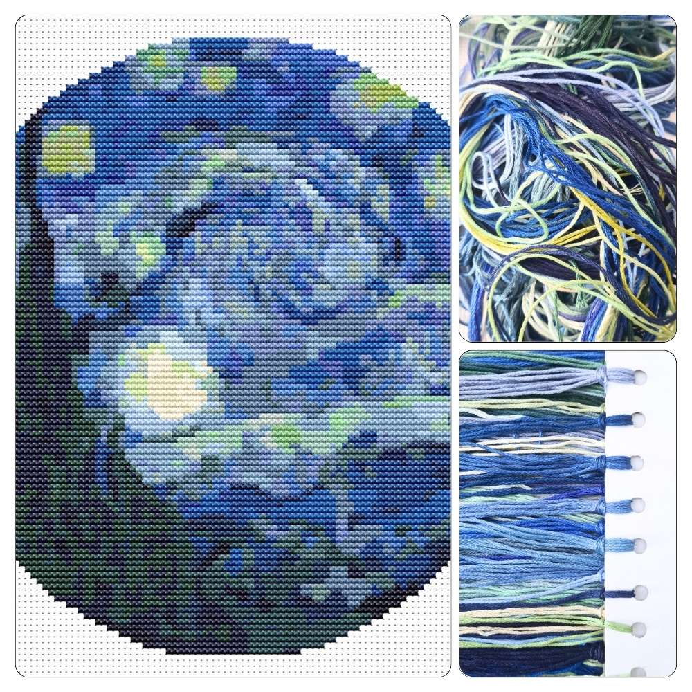 The Starry Night Circular Cross Stitch Kit