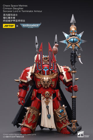 JOYTOY Warhammer 40K Chaos Space Marines Crimson Slaughter Sorcerer Lord in Terminator Armour
