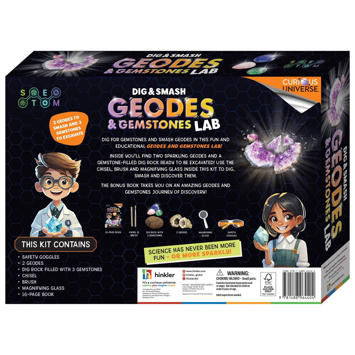 Hinkler Curious Universe Dig & Smash Geodes Kit