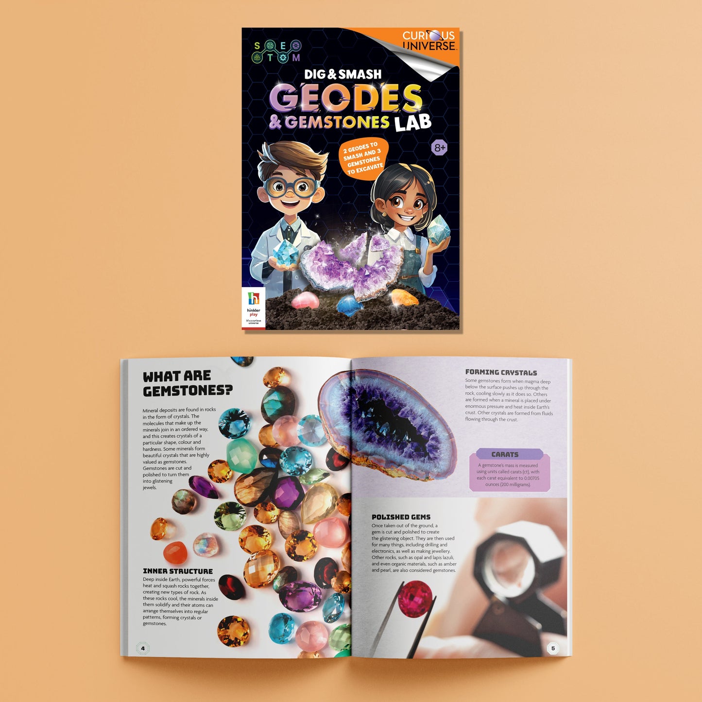 Hinkler Curious Universe Dig & Smash Geodes Kit