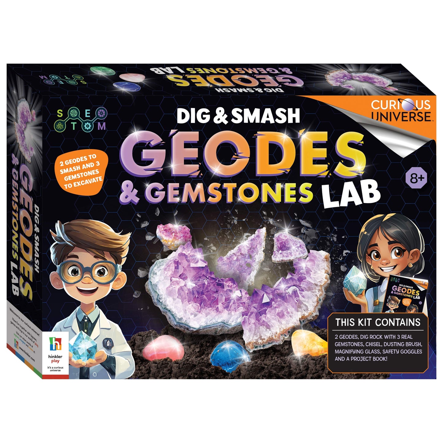 Hinkler Curious Universe Dig & Smash Geodes Kit
