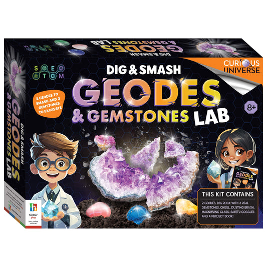 Hinkler Curious Universe Dig & Smash Geodes Kit