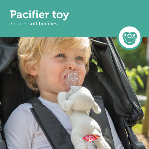 Soft Toy with Pacifier Holder - Dexy / Lizzy / Donny