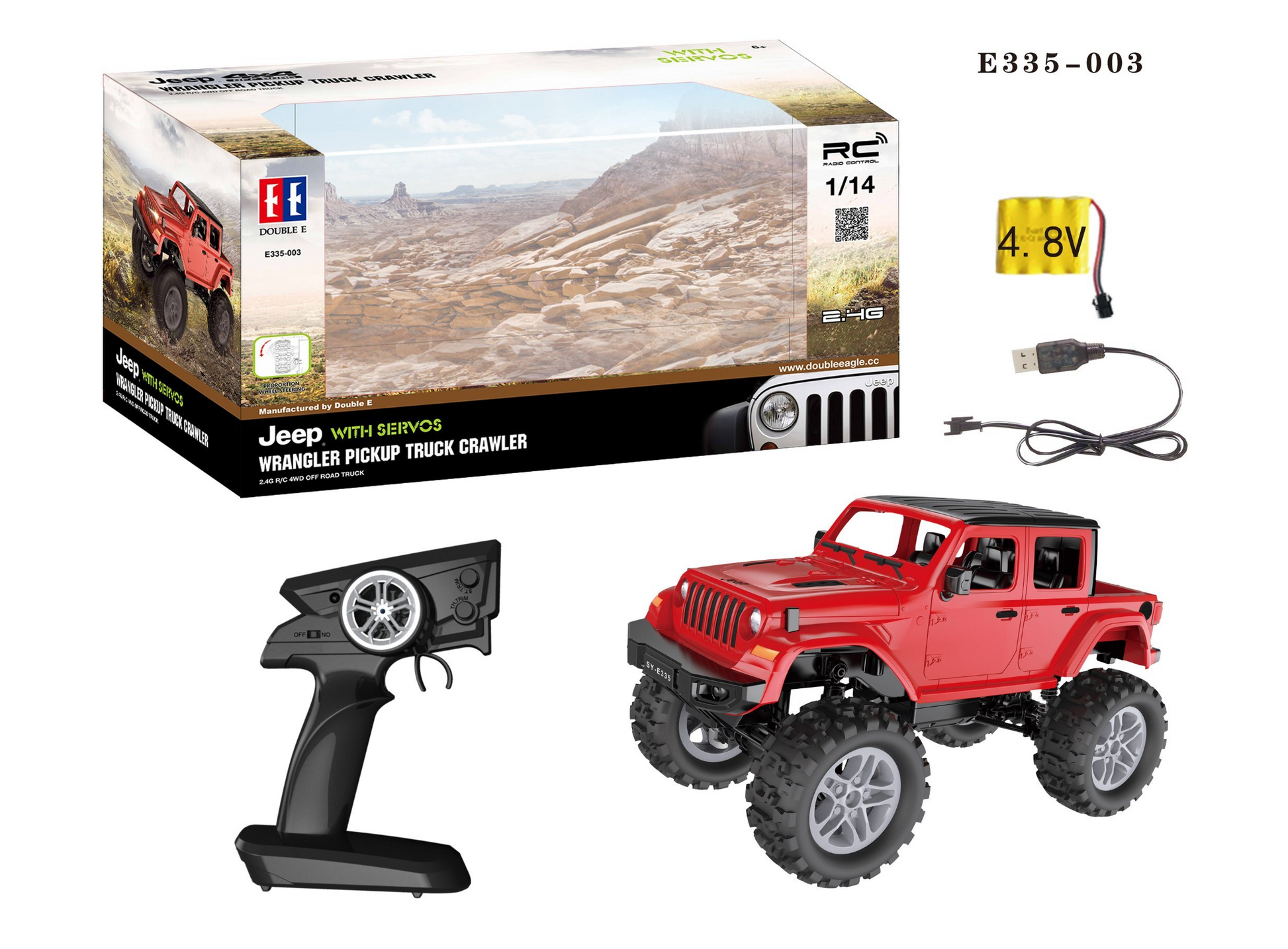 Double E Licensed Jeep Wrangler Rock Crawler Truck 1/14 Scale E333-003