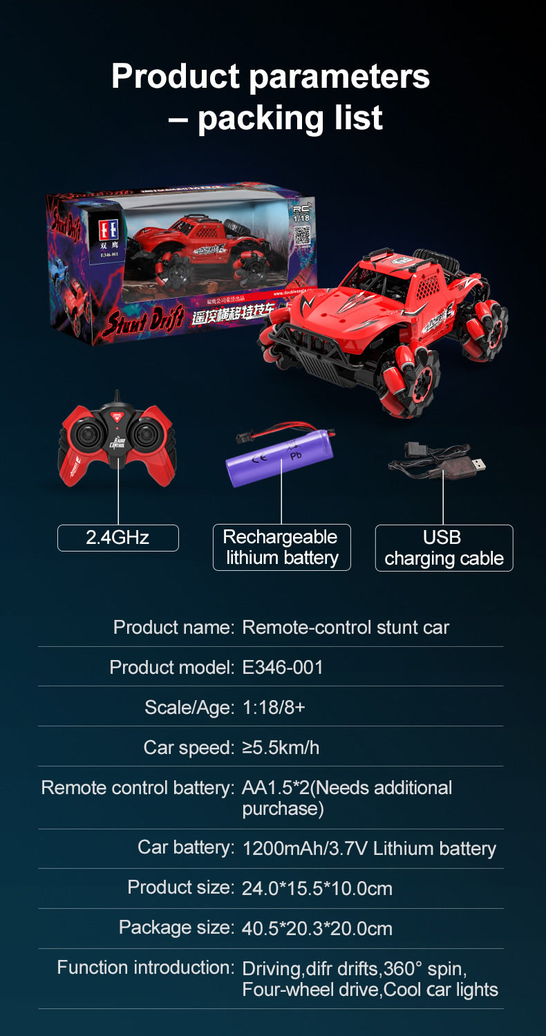 Double E Mecanum Wheels Rc Stunt Drift De-Omnidirectional Buggy 1/18 Scale E346-003