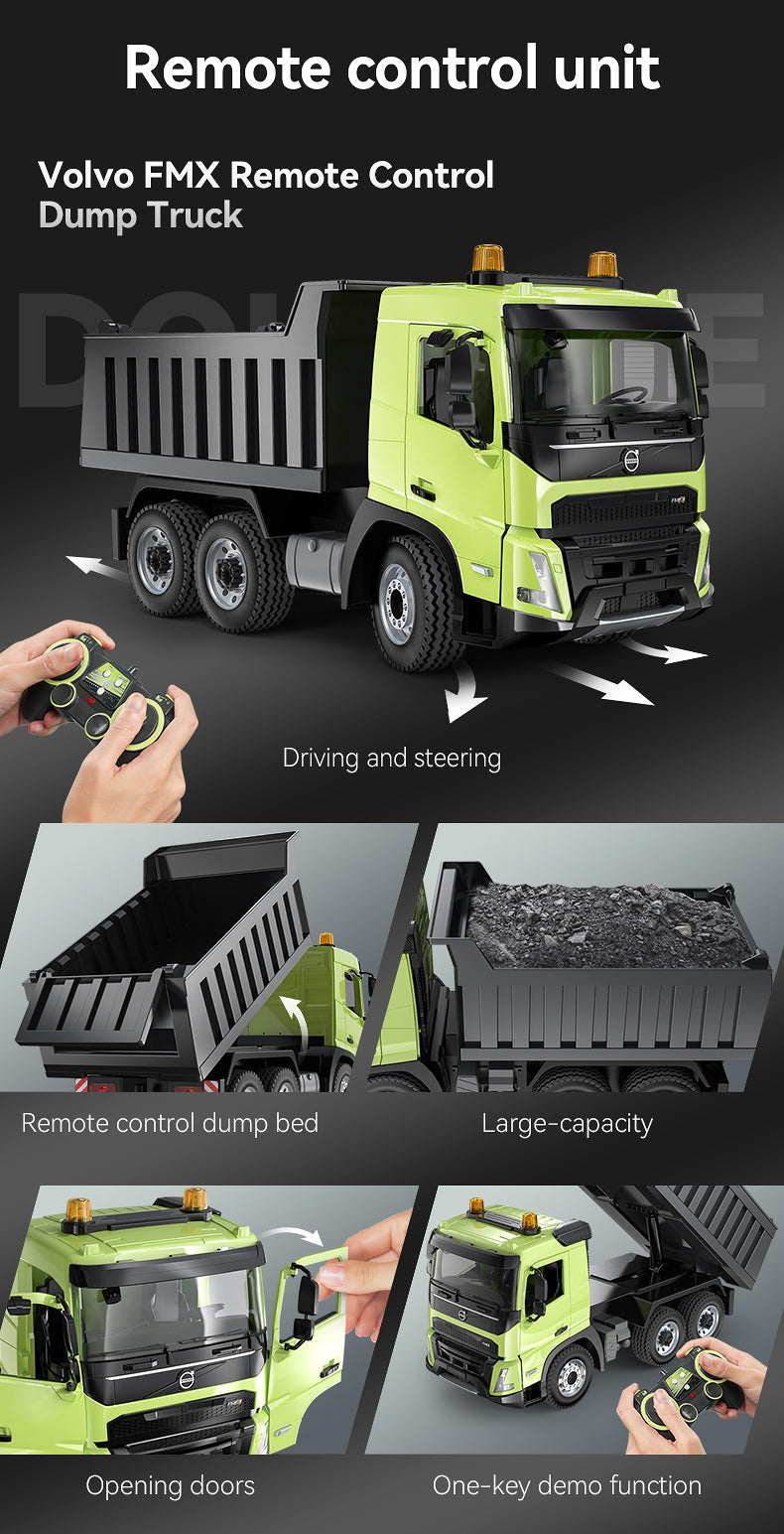 Double E Licensed Volvo Fmx Dump Truck 1/20 Scale E505-003