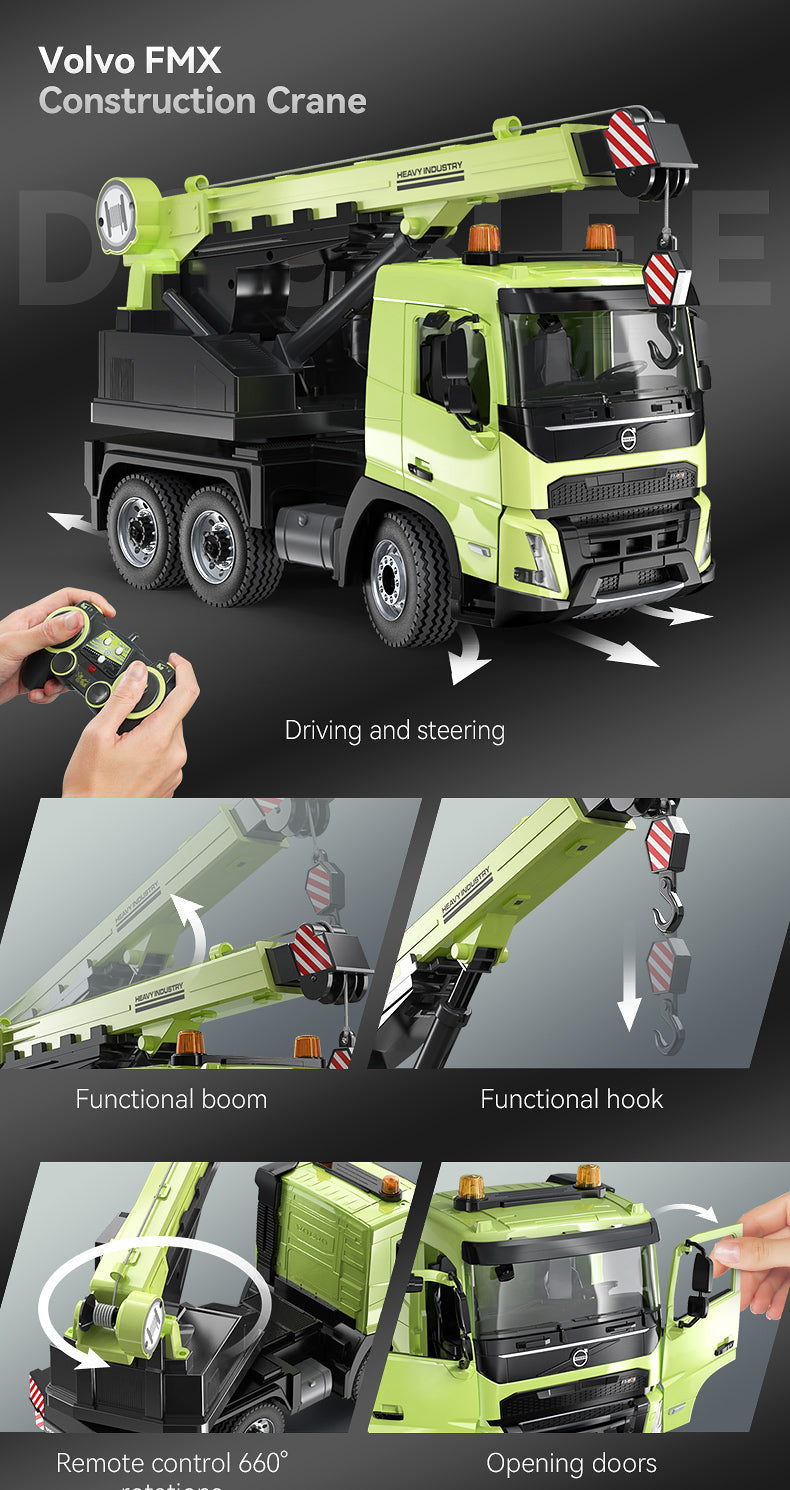 Double E Licensed Volvo Fmx Crane Truck 1/20 Scale E506-003