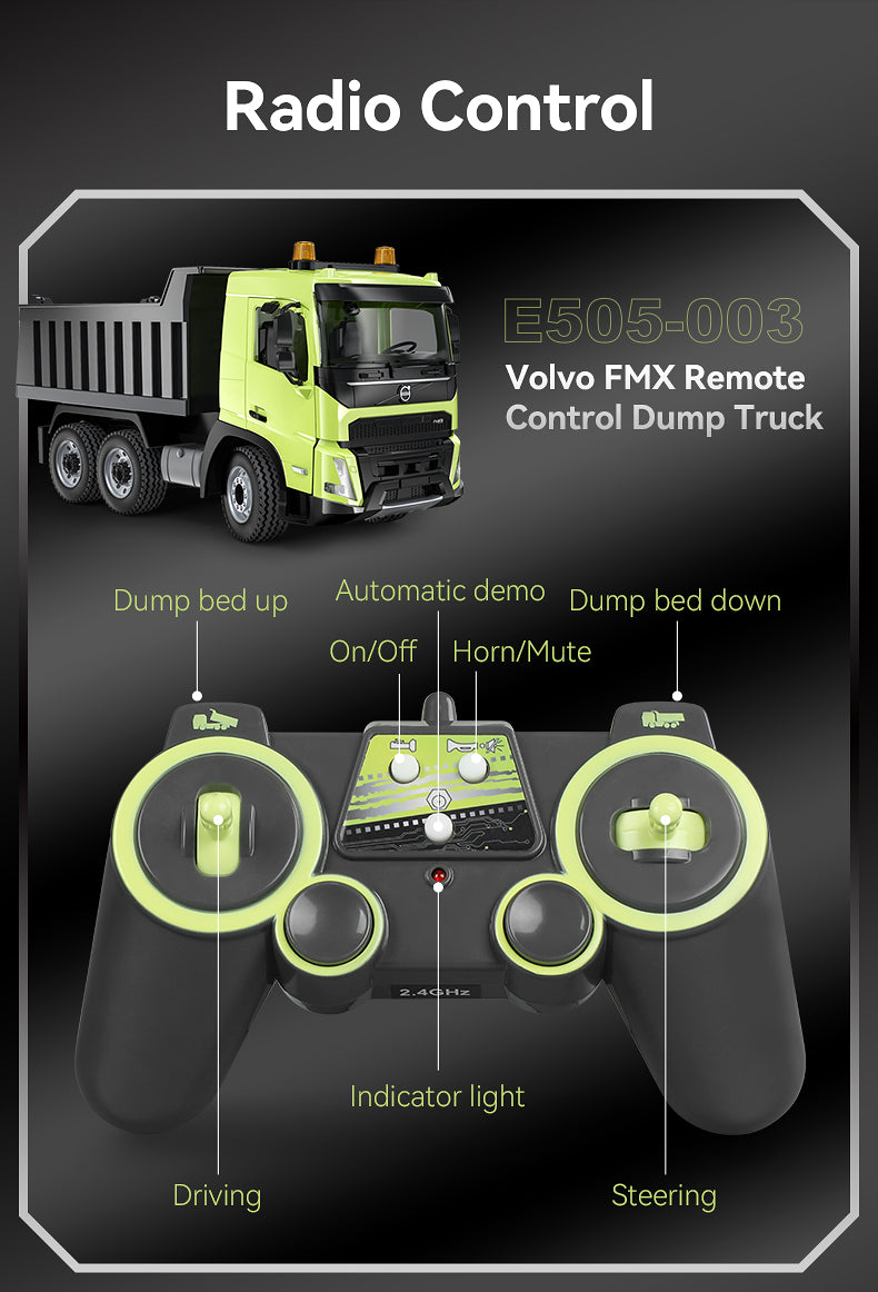 Double E Licensed Volvo Fmx Dump Truck 1/20 Scale E505-003