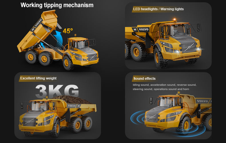 Double E Hobby Licensed Volvo Rc Articulated Alloy Dump Truck 1/20 Scale