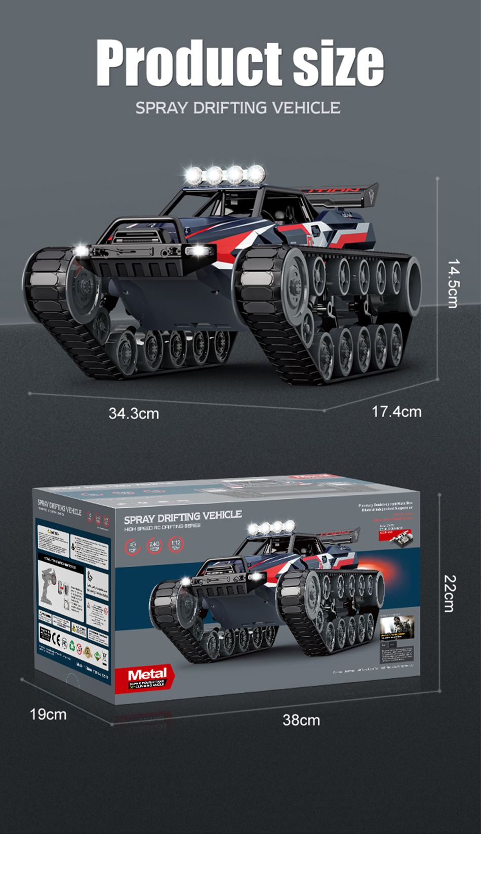 Jjrc G2063 1:12 Rc Drift Battle Tank