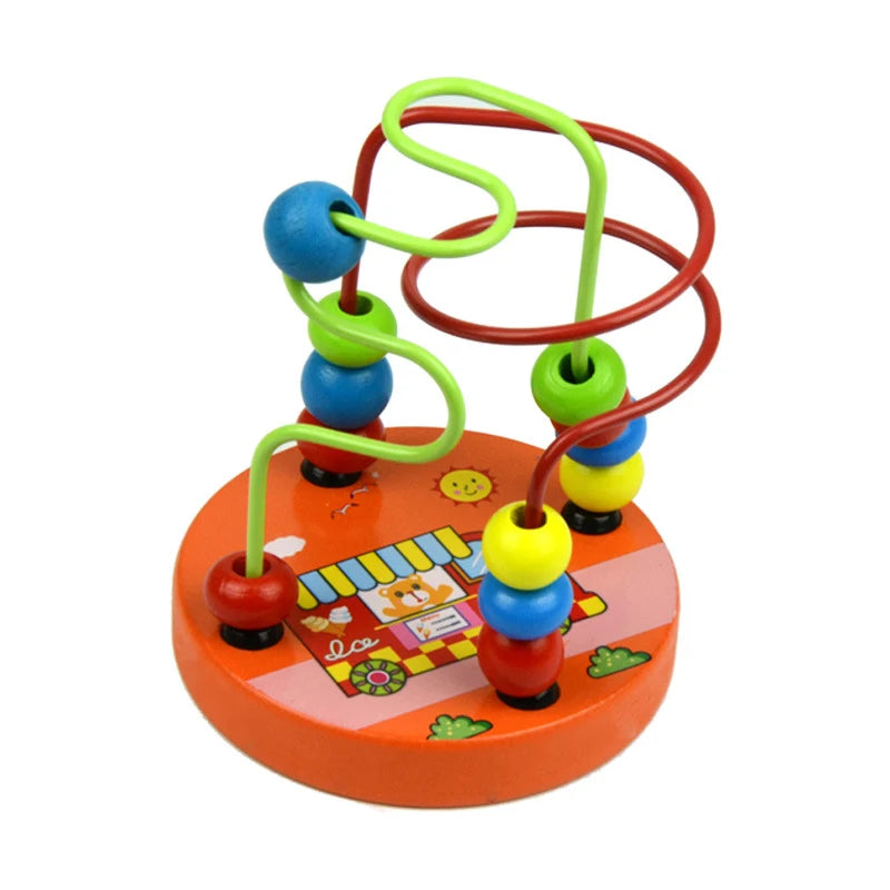 Montessori Baby Toys Wooden Roller Coaster Bead Maze