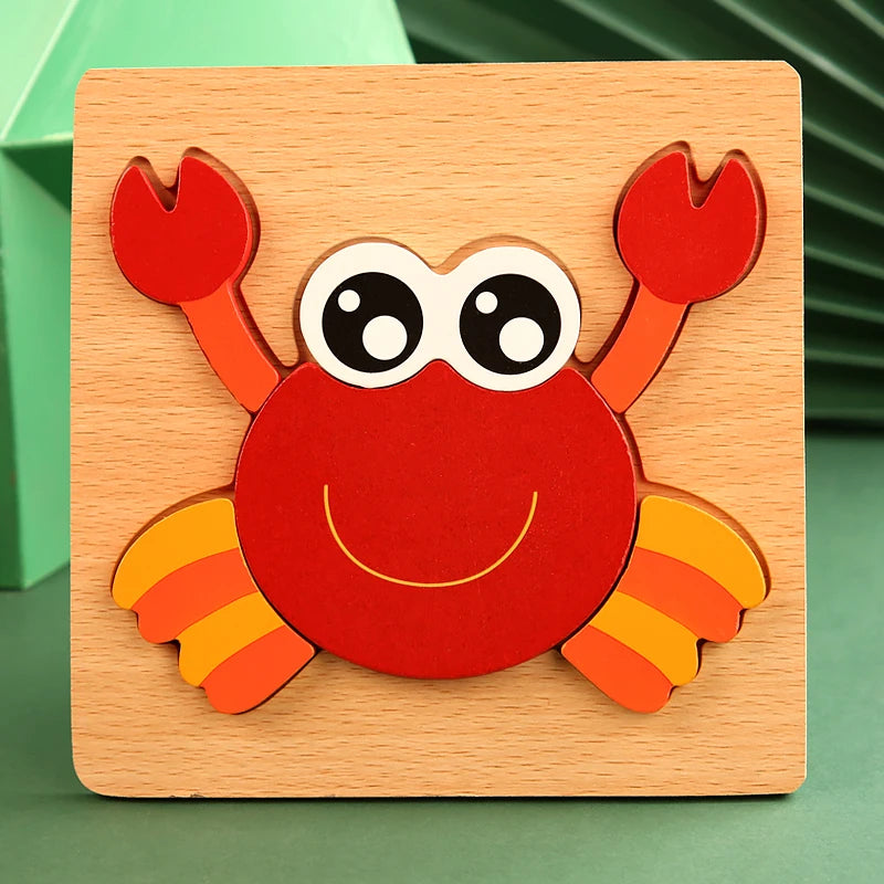 High Quality 3D Wooden Puzzle Baby Cartoon Animal