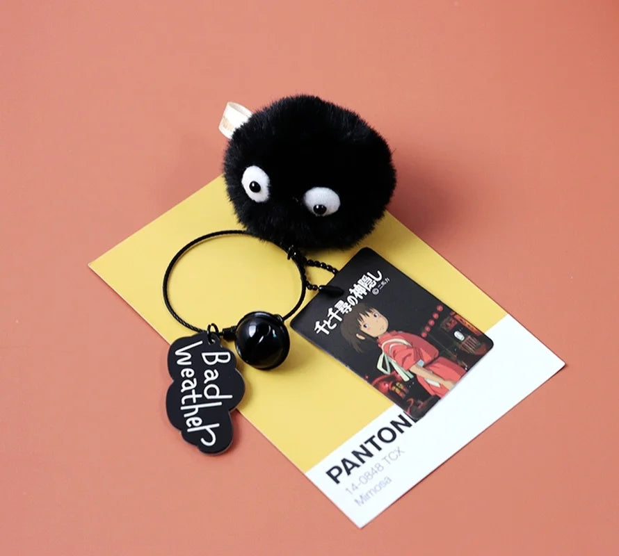 Cute Small Black Charcoal Ball Plush Key Chain