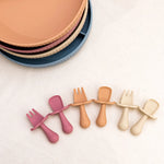 2Pcs/Set BPA Free Silicone Mini Fork Spoon Baby Learning