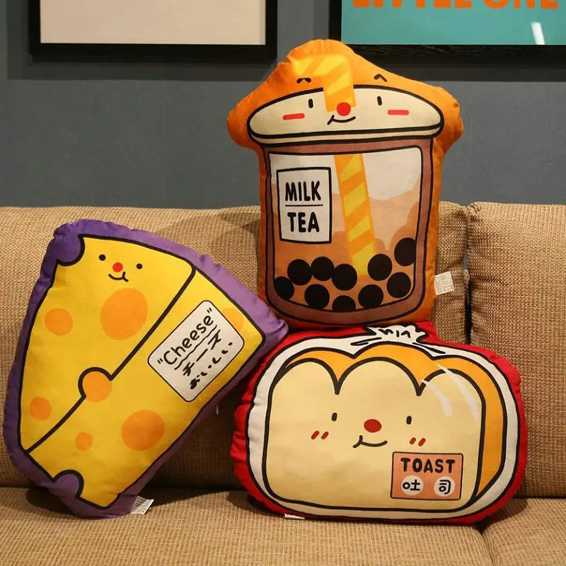 Printed Boba Cheese Sushi Toast Food Snack Plush