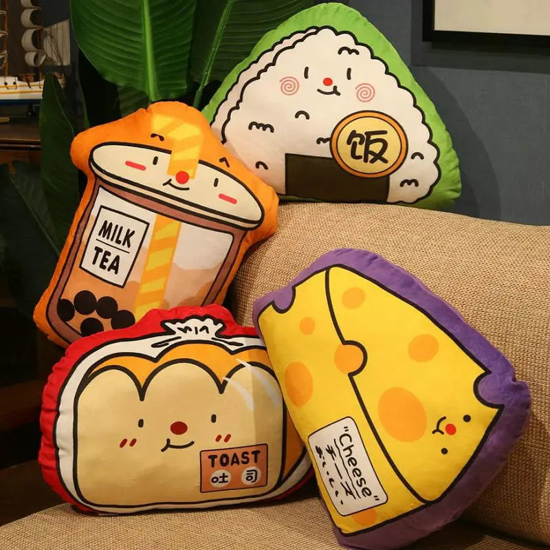 Printed Boba Cheese Sushi Toast Food Snack Plush