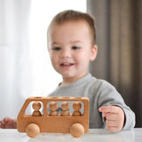 Baby Wooden Toys BPA Free Beech Bus