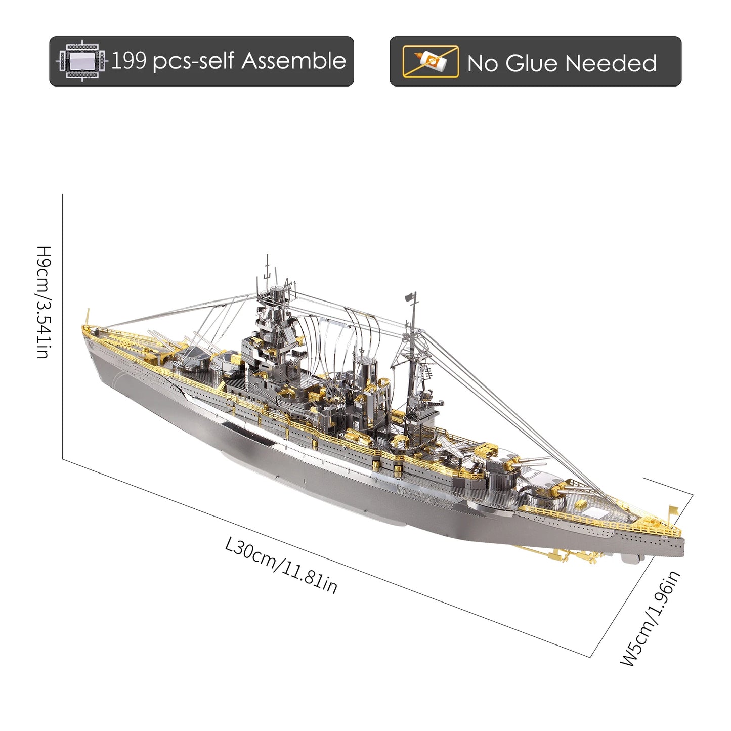 Piececool 3D メタルパズル モデル構築キット - 長門型戦艦