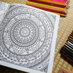 12 Color Pencils + 128 Pages Zen Mandalas Coloring Book