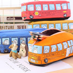 Cartoon Bus Pencil Bag Canvas Large Capacity