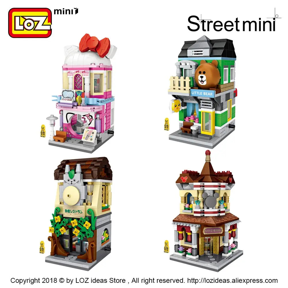 LOZ Mini Block Mini Street City 3d Building Blocks House Cartoon Shop