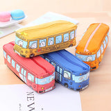 Cartoon Bus Pencil Bag Canvas Large Capacity