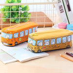 Cartoon Bus Pencil Bag Canvas Large Capacity