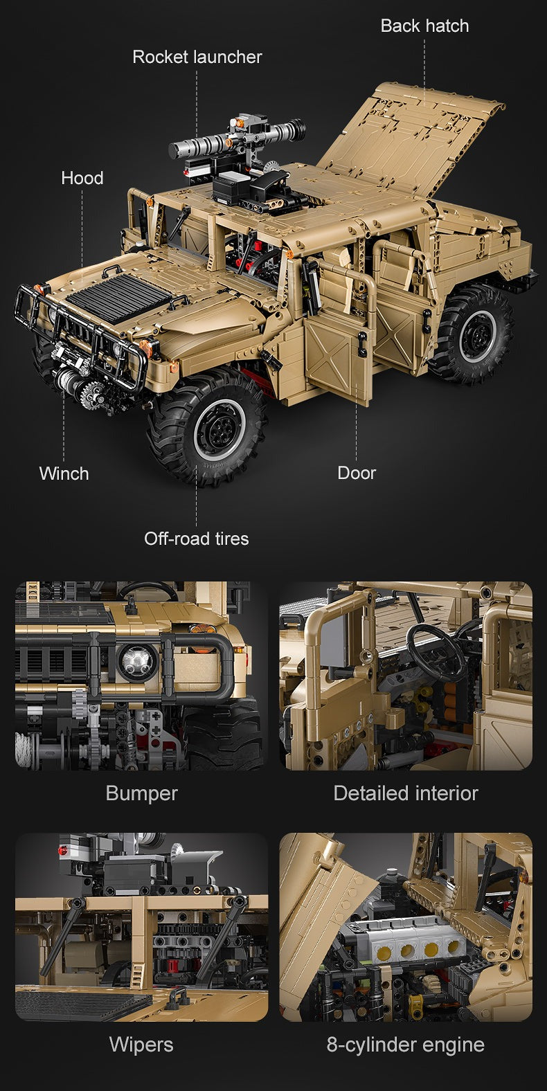 CaDA HUMVEE Vehicle C61036W - Non Motorization