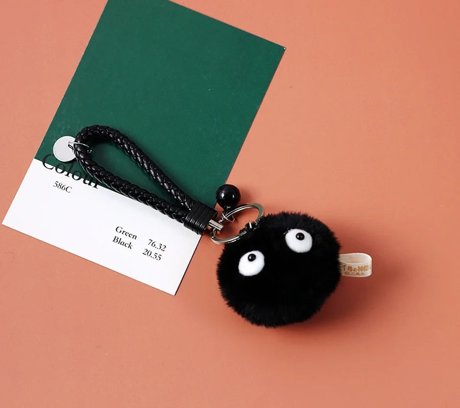 Cute Small Black Charcoal Ball Plush Key Chain