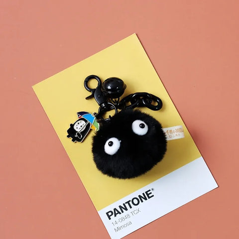Cute Small Black Charcoal Ball Plush Key Chain