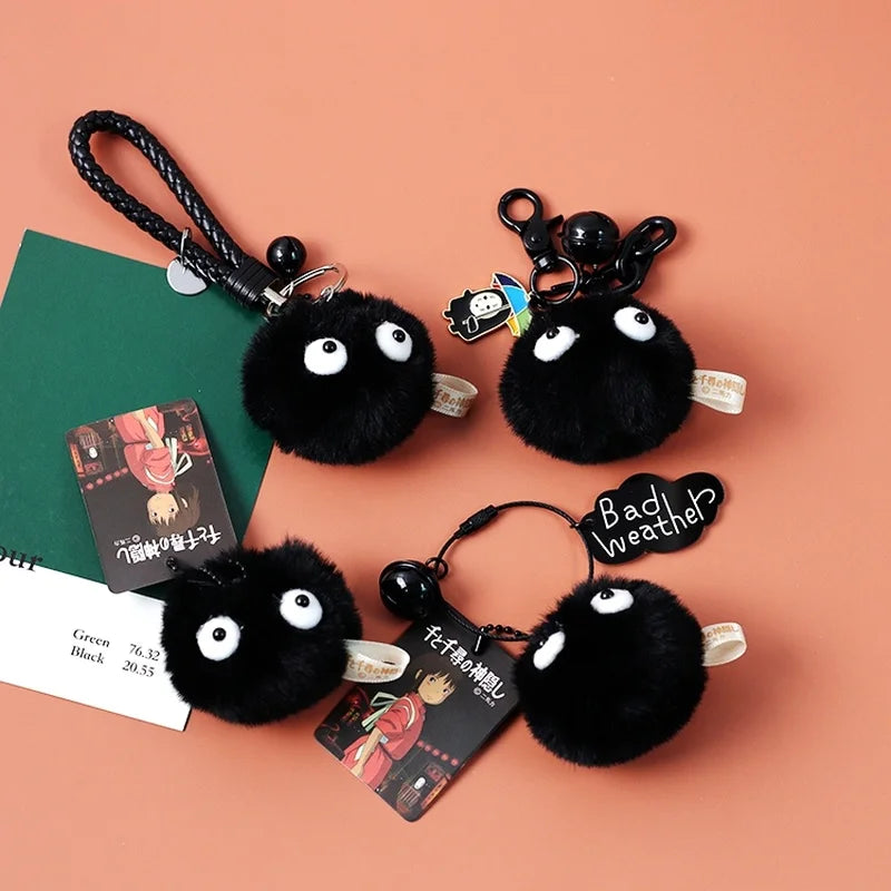 Cute Small Black Charcoal Ball Plush Key Chain