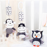 Black And White Hanging Soft Plush Rattle Toy