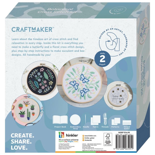 Hinkler Craft Maker Botanical Cross Stitch Kit