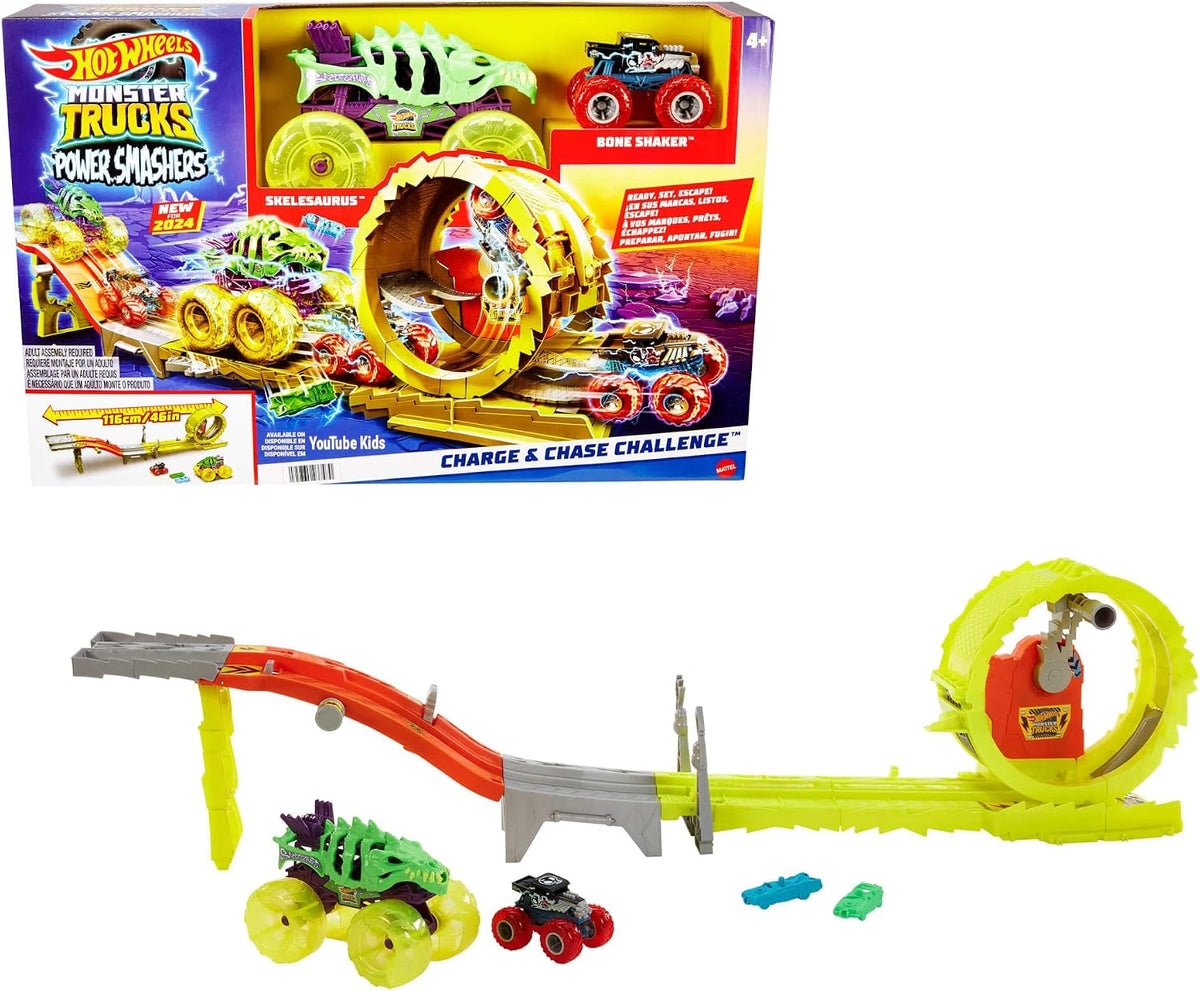 Hot Wheels Monster Trucks Power Smashers Charge & Chase Challenge Track Set